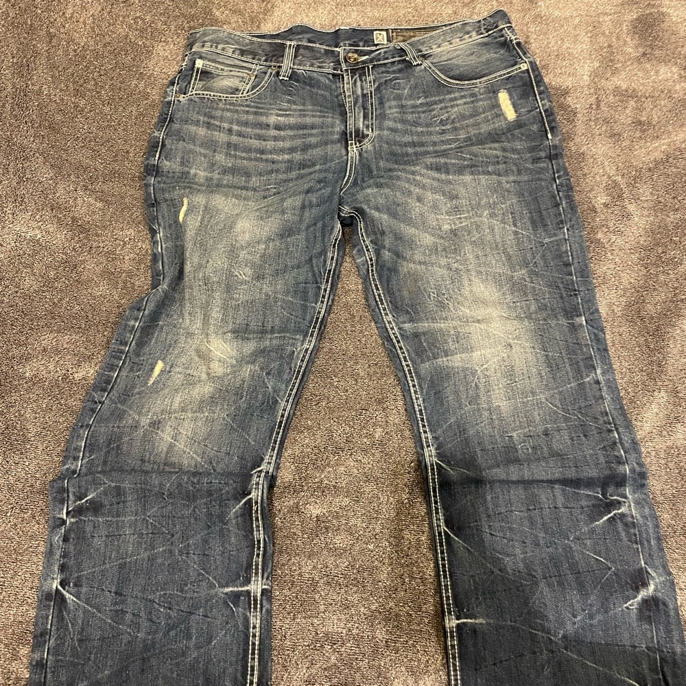 Marc Ecko Men's Faded Blue Straight Jeans